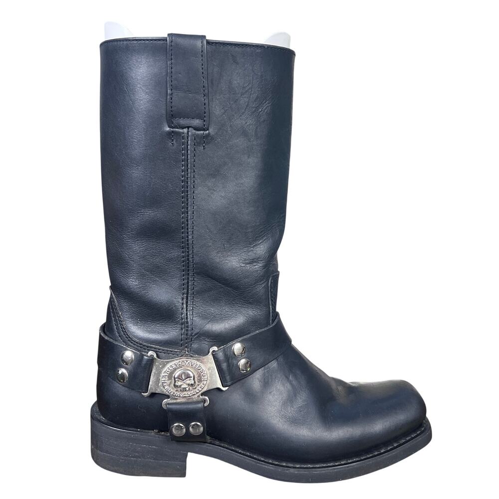 Harley Davidson Men’s Rampant Black Leather Harness Motorcycle Boots Size 11.5